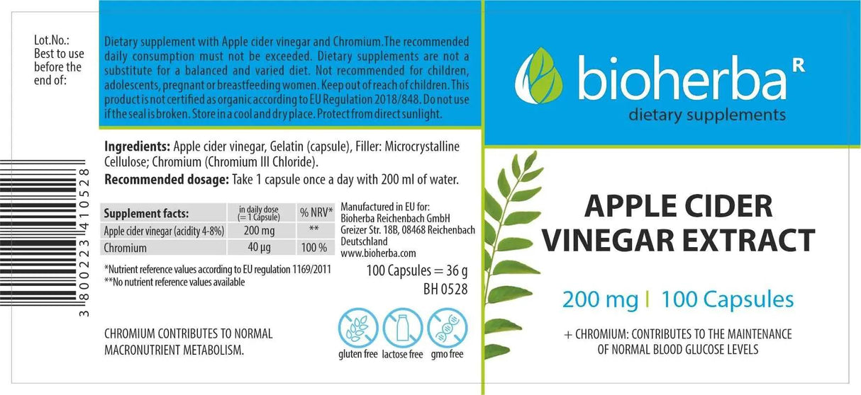 Ekstrakt jabolčnega kisa 200 mg - 100 kapsul