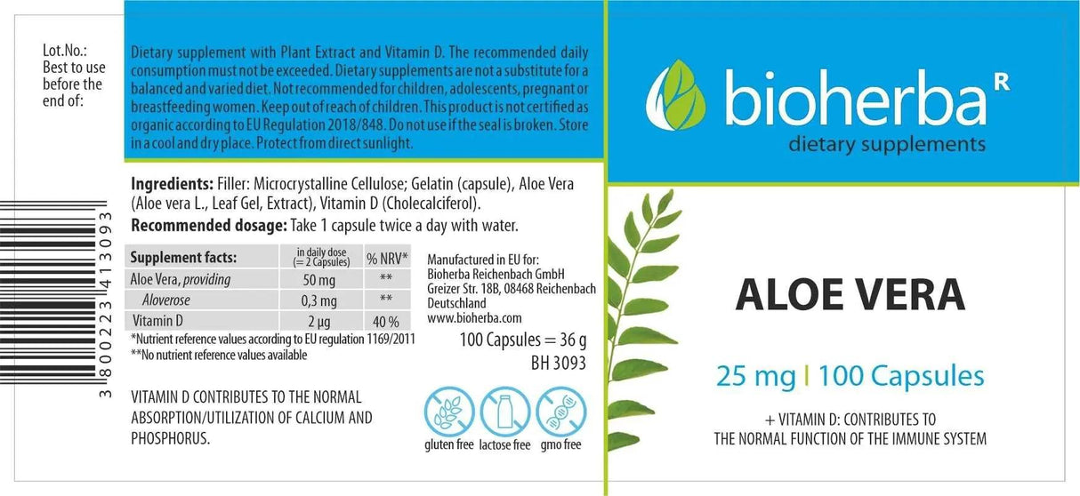 Aloe vera 25 mg - 100 kapsul