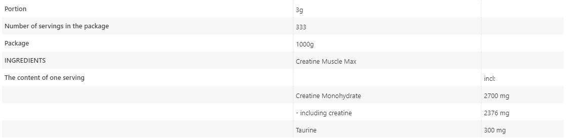Kreatin mišica max - 1000 gramov