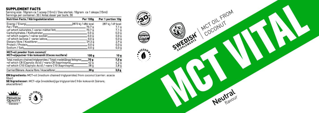 MCT Vital v prahu / iz kokosovega olja - 300 gramov