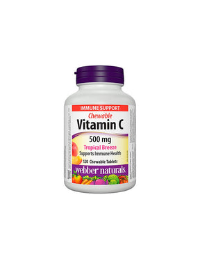 Chewable Vitamin C Tropical Breeze - Vitamin C 500 mg, 120 Tropical Fruit Flavored Chewable Tablets Webber Naturals - Nutra Best Europe