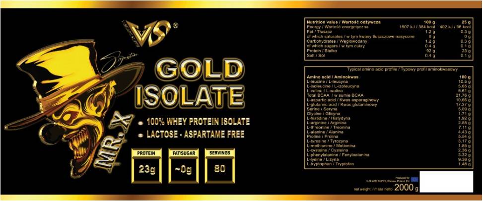 G. X Gold Isolate | Izolat sirotkinih beljakovin - 2000 gramov