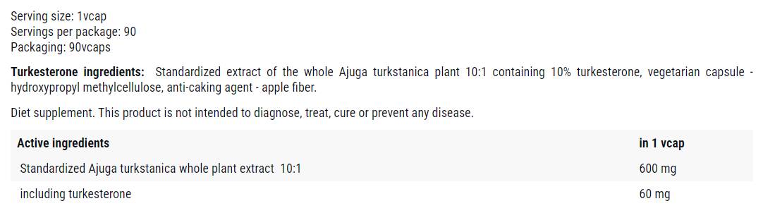 Turkesterone 600 mg - 90 kapsul