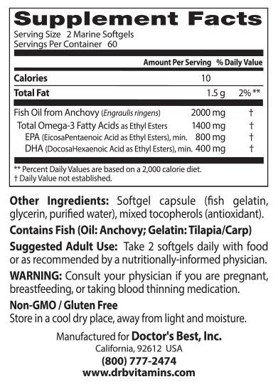 Najboljše omega 3 ribje olje 1000 mg / prečiščeno in prozorno - 120 gel kapsul