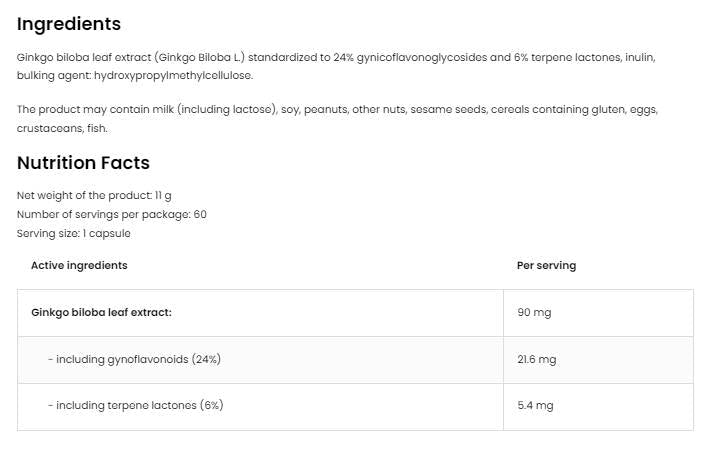 Ginko biliba 90 mg / vege - 60 kapsul