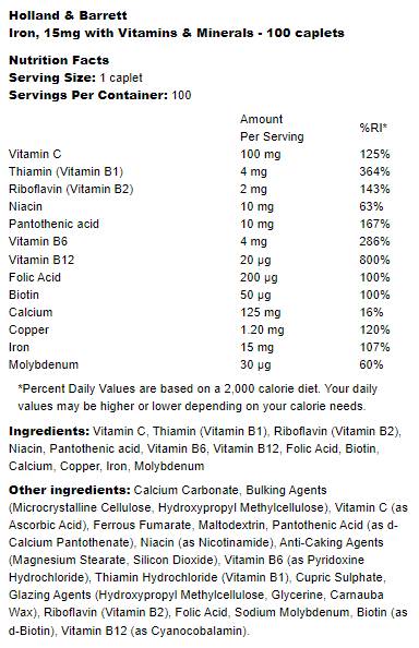 Železo 15 mg | Z vitamini in minerali 100 kapsul