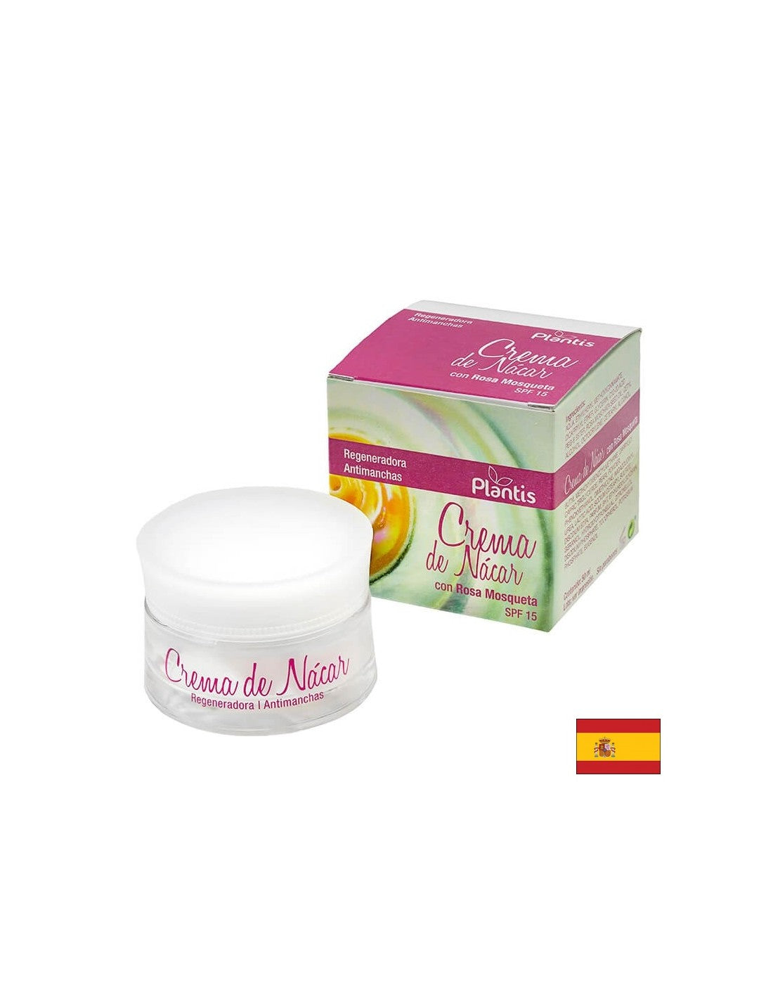 Krema za obraz s šipkom in bisernim prahom (zaščitni faktor 15) - Crema de Nácar con Rosa Mosqueta SPF 15 Plantis®, 50 ml Arte<tc>san</tc>ia