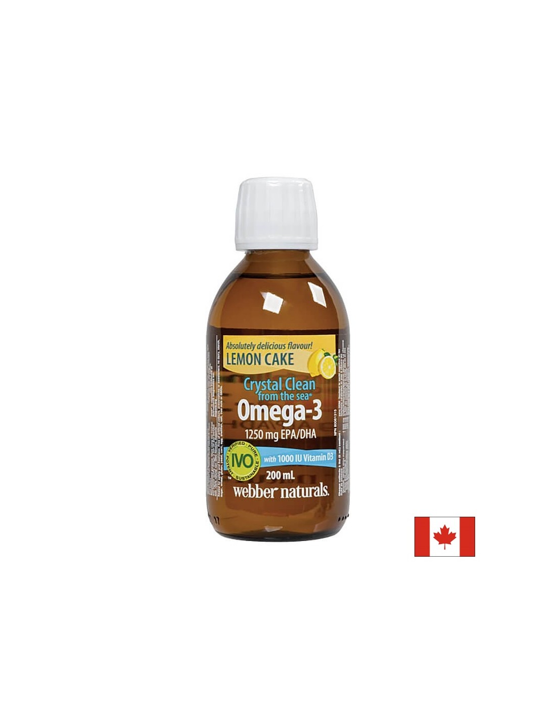 Crystal Clean from the sea® Omega-3 1250 mg (EPA/DHA 750/500) - Omega-3 + vitamin D3 1000 IU, 200 ml <tc>Webber Naturals</tc>