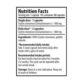 Ceylon Cinnamon 100% 80 capsules - Nutra Best Europe