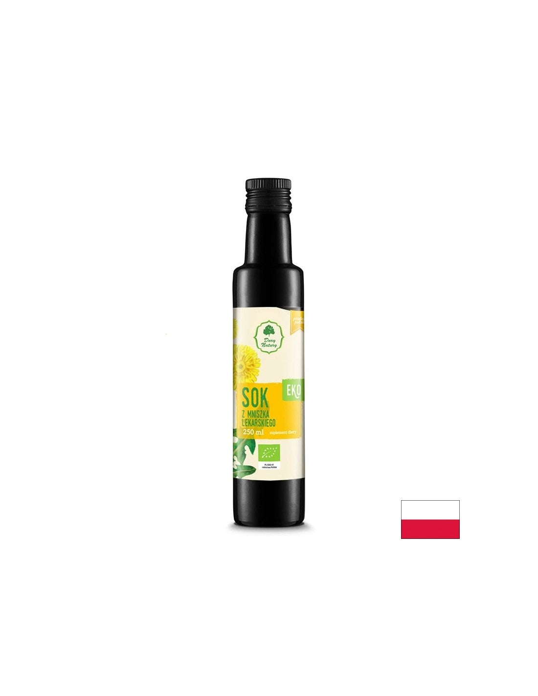 Organski sok Dandelion za dodajanje pijač in obrokov - prebava, razstrupljanje, metabolizem, 250 ml, 33 odmerkov