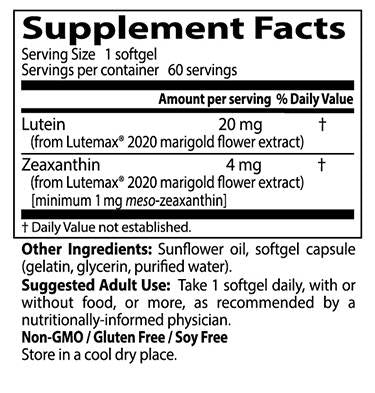 Najboljši lutein 20 mg - 60 softgelov