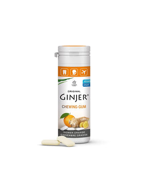 Chewing gum with ginger and orange - For fresh breath and reduction of nausea during travel, 20 pieces - Nutra Best Europe