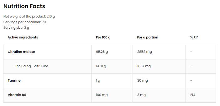 <tc>OstroVit</tc> Citrulin malat v prahu [210 gramov, 70 odmerkov]
