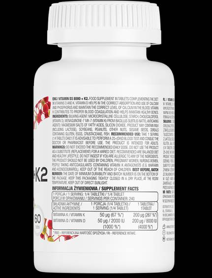 Vitamin D3 8000 + K2 200 mcg 60 tablet