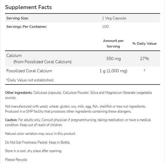 Koral kalcij 1000 mg - 250 kapsul
