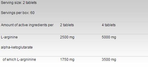 Arginin AKG / AAKG 1250 mg - 120 tablet