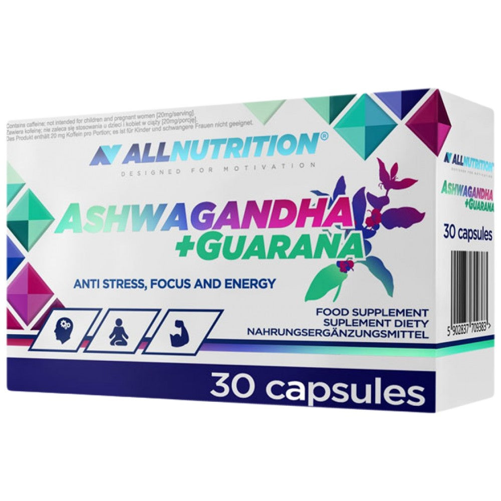 Ashwagandha + Guarana | Proti stresu, osredotočenosti in energija - 30 kapsul