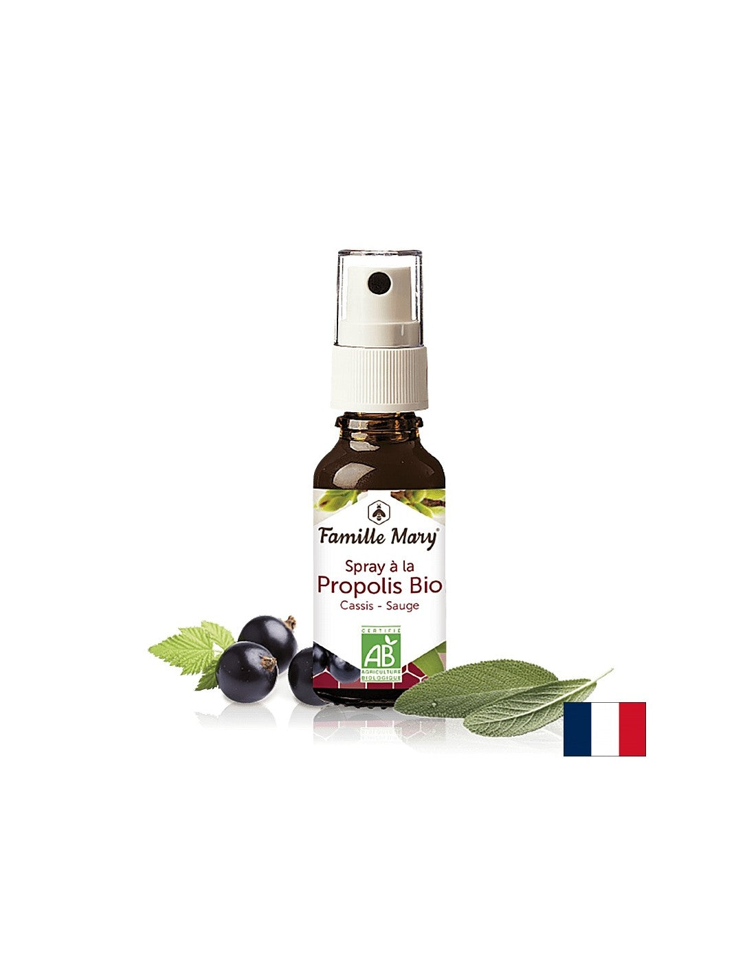 Spray à la propolis Bio / grlo razpršilo z rjavim propolisom, žajbljem in črnim ribetom, 20 ml Famille Mary