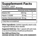 Najboljši Betaine HCl 650 mg / s pepsin & Gentian Bitters - 360 kapsul
