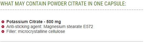 Kalijev citrat 500 mg 60 kapsul