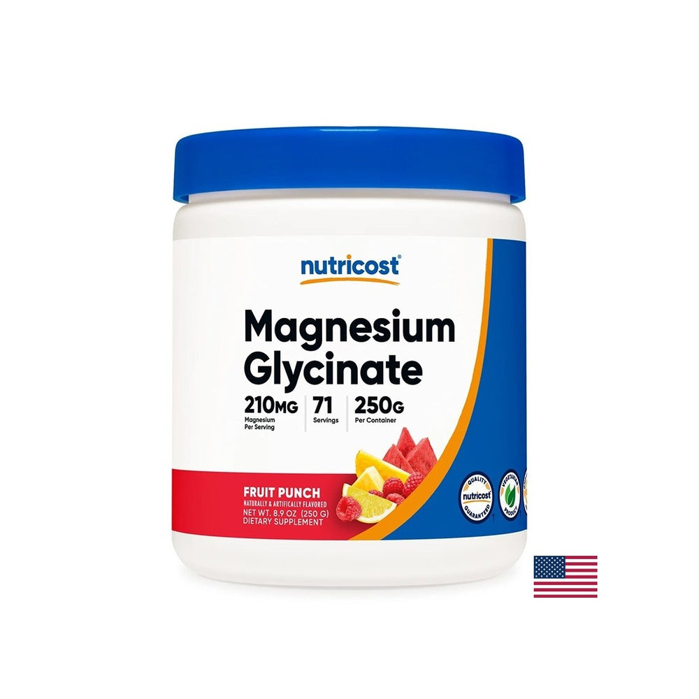 Nega srca in mišic - magnezij (bisglicinat), 210 mg x 250 g prahu, z okusom sadja