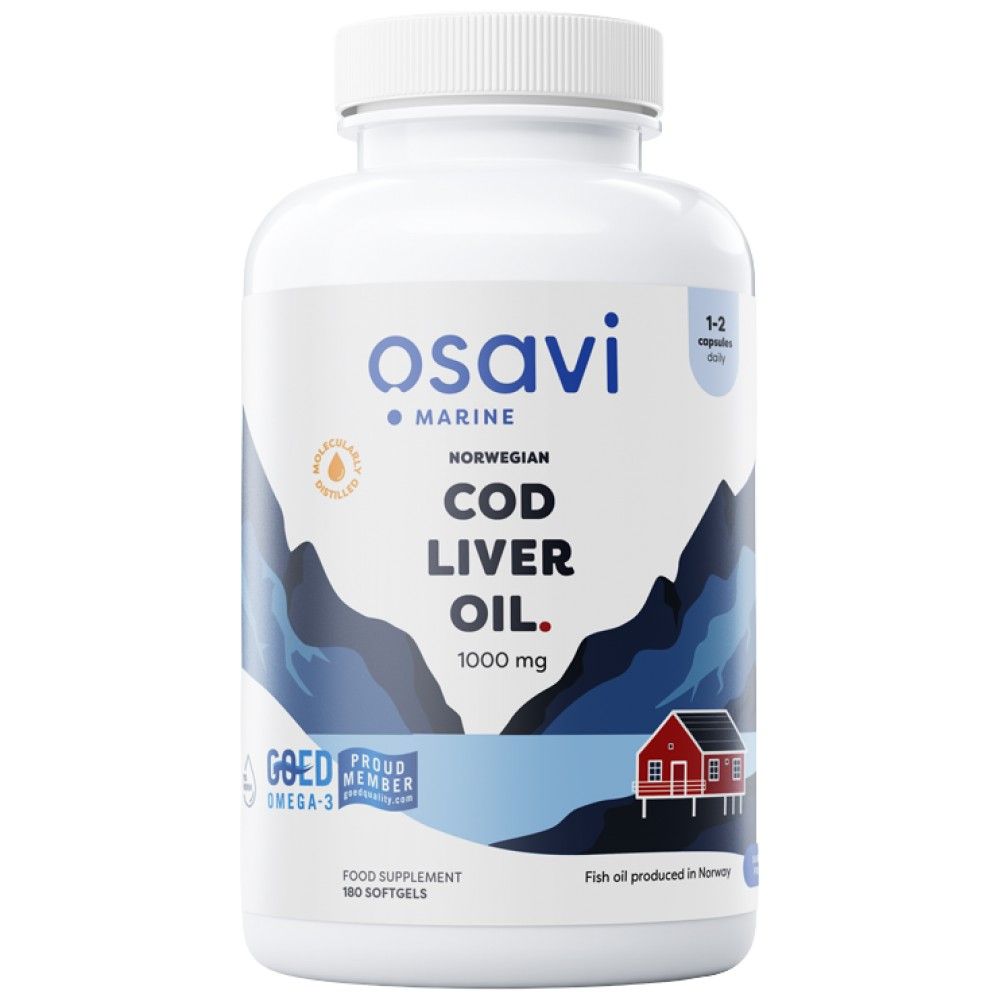Norveško olje jetrne trske 1000 mg | Aromatizirano limono - 180 gel kapsule