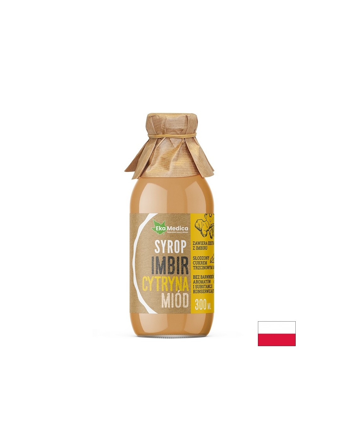 Ingverjev sirup z medom in limono - dobra prebava in močna imunost, 300 ml, 15 ali 30 odmerkov