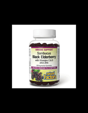 Immunity - Sambucus Gummy (Black elderberry + vitamins D3, C and Zinc), 60 gel tablets Natural Factors - Nutra Best Europe