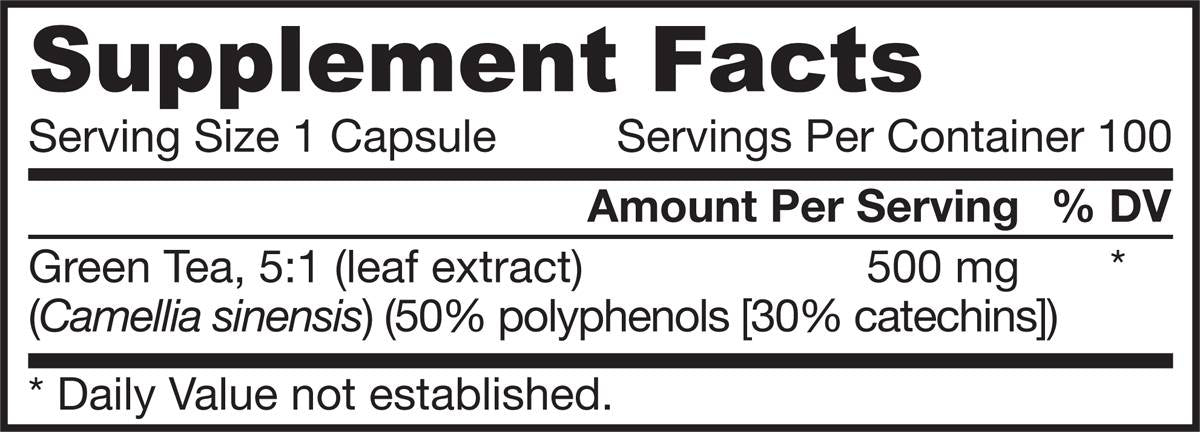 Zeleni čaj 500 mg - 100 kapsul