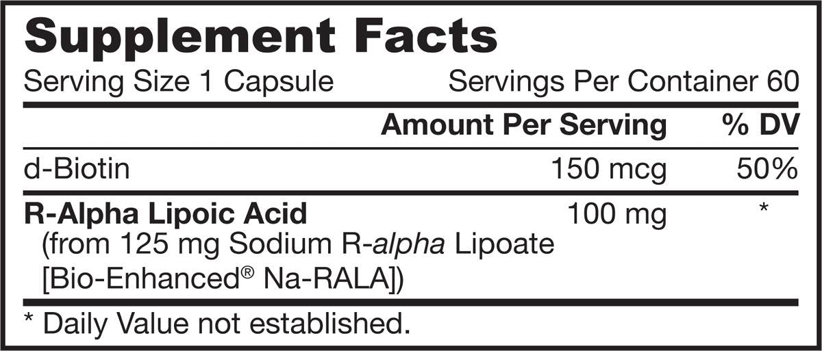 R -alfa lipojska kislina + biotin - 60 kapsul