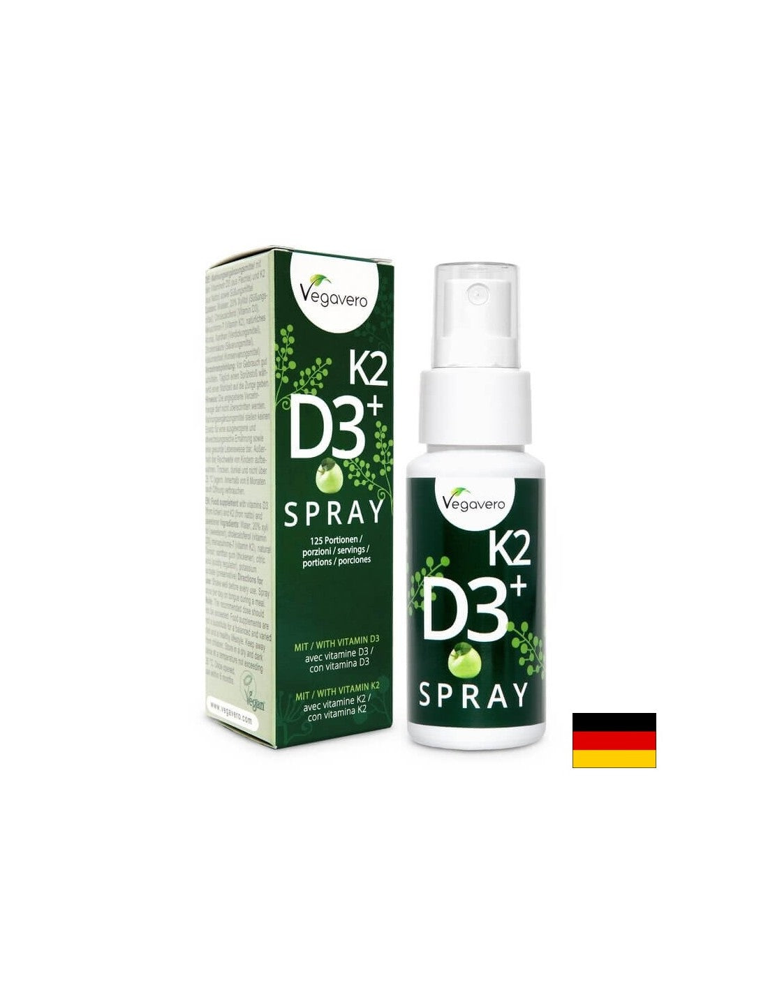 K2 + D3 razpršilo/ vitamin K2 + D3/ oralno razpršilo, 25 ml, 125 odmerkov, 100% veganski