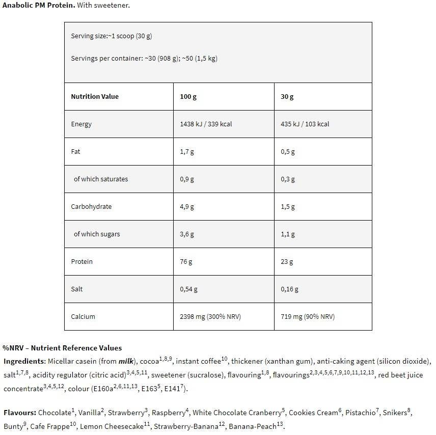 Črna črta/anabolični PM protein/micelarni kazein - 908 gramov