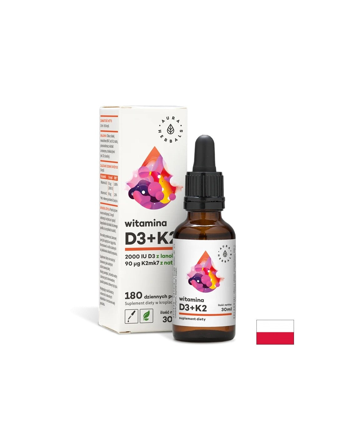 Kosti in zobje - Vitamin D3 + K2, 30 ml kapljic <tc>Aura Herbals</tc>