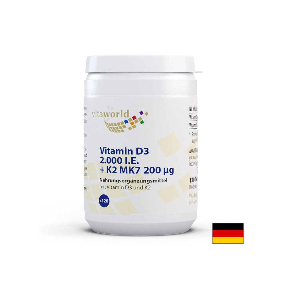 Kostni sistem - vitamin D3 50 µg + K2 MK7 200 µg, 120 tablet