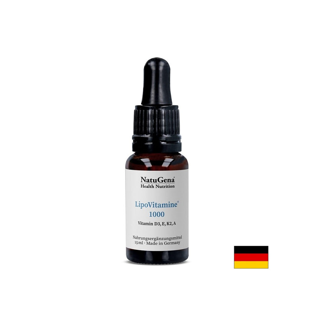 Liposomalni vitamini A, D3, E, K2 - Visoka absorpcija - Lipovitamin® 1000, 15 ml kapljic, ~ 525 odmerkov