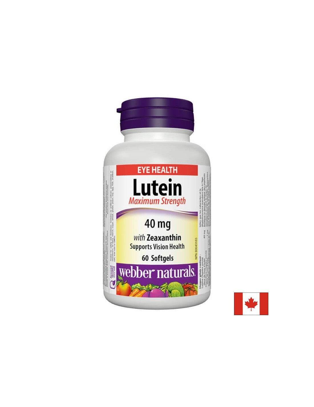 Lutein with Zeaxanthin Extra Strength - lutein in zeaksantin - za podporo vida, 60 mehkih gelov <tc>Webber Naturals</tc>