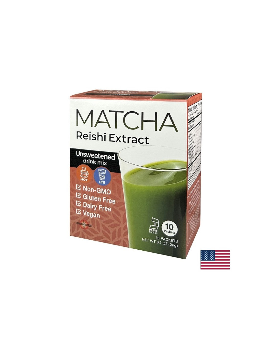 Matcha z izvlečkom gob reishi, 10 vrečk