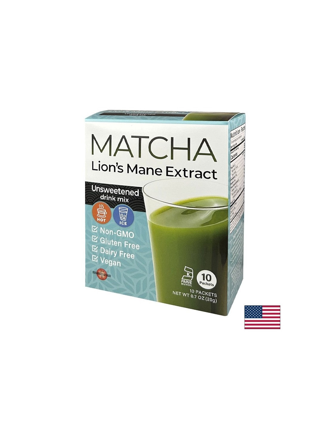 Matcha z Lion's Mane Extract - Super Focus - Energy Boost and Concentraon - Instant Drink, 10 vrečk