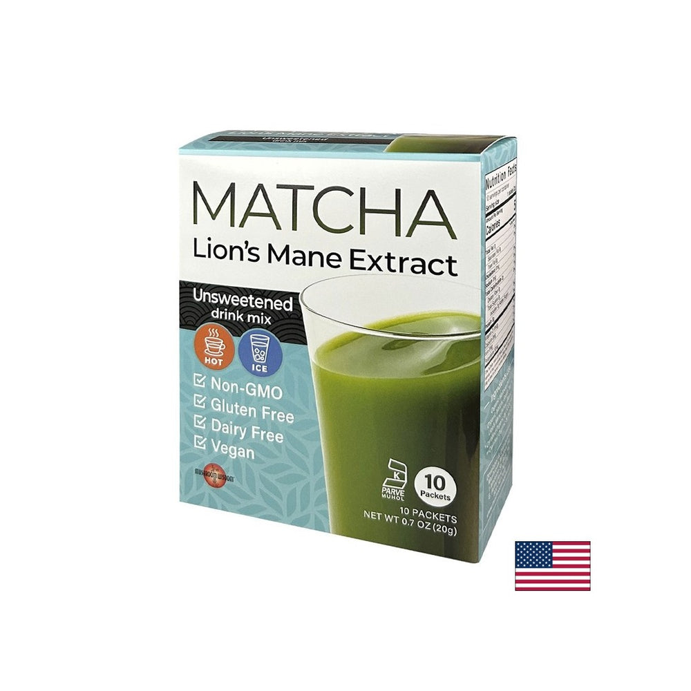 Matcha z Lion's Mane Extract - Super Focus - Energy Boost and Concentraon - Instant Drink, 10 vrečk