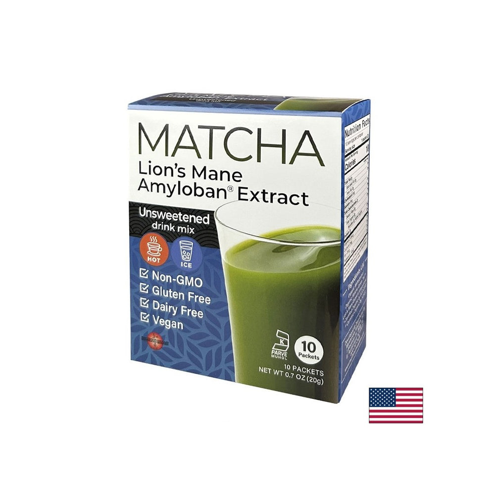 Matcha z Lion's Mane Extract Amyloban® - Super Focus - Energy Boost and Concentura - Instant Drig, 10 vrečk