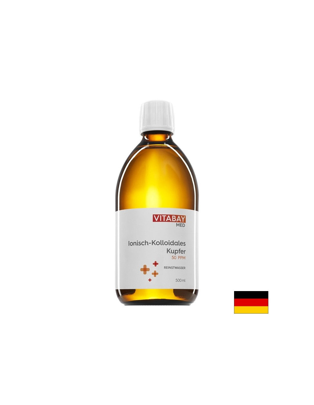 MED Kolloidales Kupfer 50 PPM - Koloidni baker 50 PPM, visoko koncentriran (99,99% čistost), 500 ml <tc>Vitabay</tc>