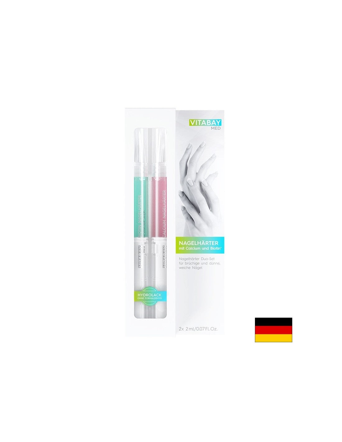 MED Nagelhärter Duo-Set - Set utrjevalnikov duo za nohte s kalcijem in biotinom, 2 x 2 ml <tc>Vitabay</tc>