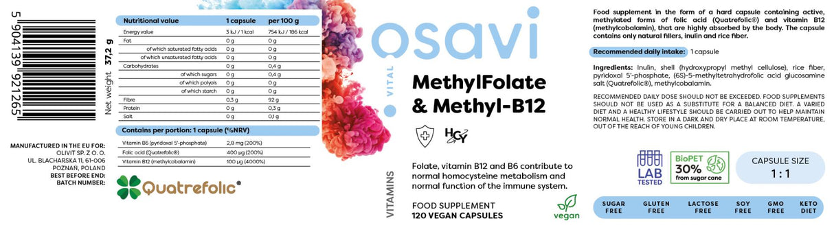 Metilfolat in metil-B12 | s quatrefolic® - 120 kapsul