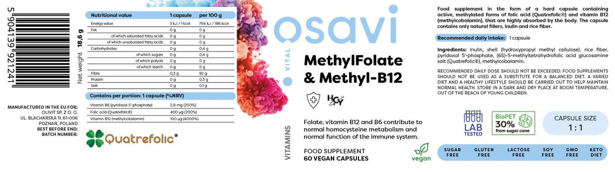 Metilfolat in metil-B12 | s quatrefolic® - 60 kapsul