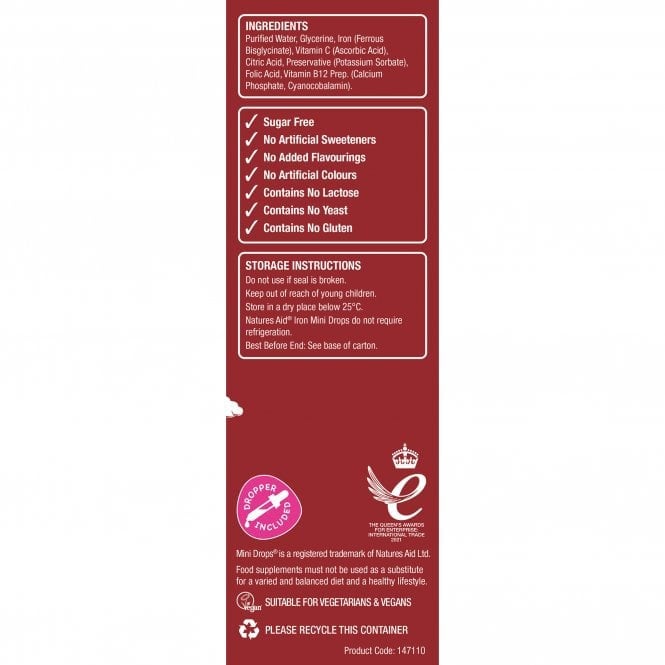 Železo + vitamin C + vitamin B12 + kapljice folne kisline za otroke (mini kapljice železo) 50ml Natursaid