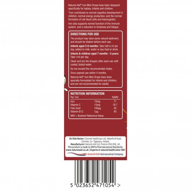 Železo + vitamin C + vitamin B12 + kapljice folne kisline za otroke (mini kapljice železo) 50ml Natursaid