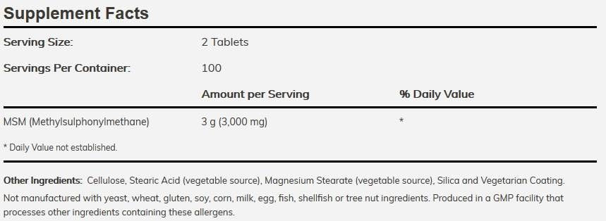 MSM 1500 mg - 200 tablet