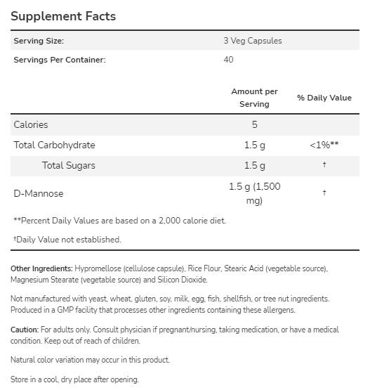 D -Mannose 500 mg - 240 kapsul