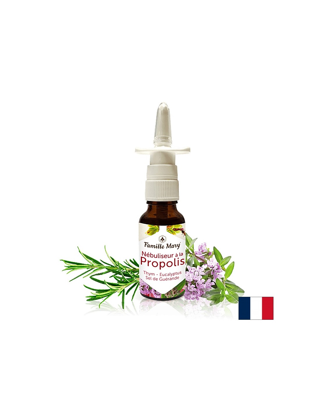 Nébuliseur propolis - nos sprej s propolisom, timijanom, rožmarinom in evkaliptom, 20 ml Famille Mary