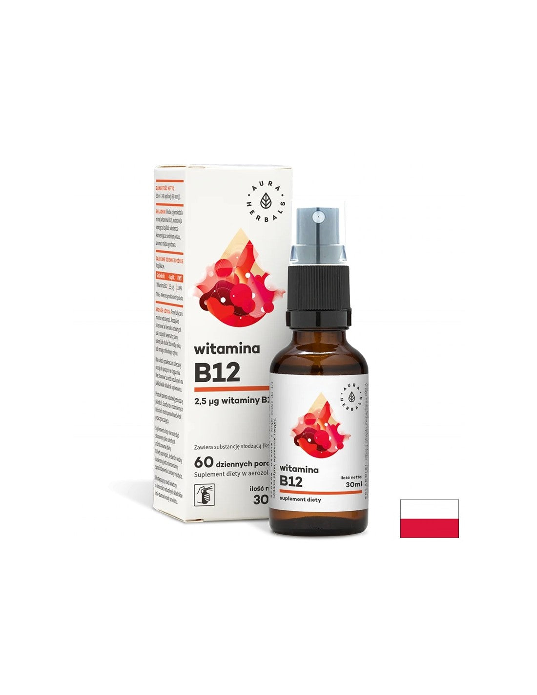 Živčni sistem - Vitamin B12 (cianokobalamin), peroralno pršilo 30 ml <tc>Aura Herbals</tc>